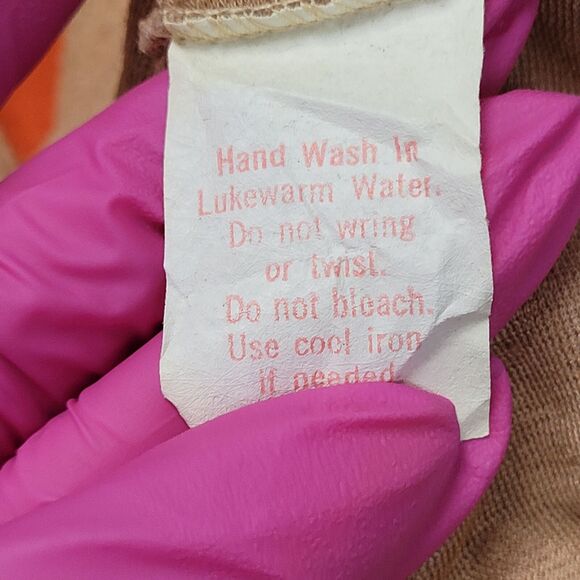 Vintage 70s MOD Velour Sweater M/L 21x23 Beige Cropped USA - Picture 7 of 11